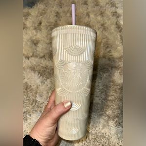 White iridescent Starbucks Tumbler cup- 24oz